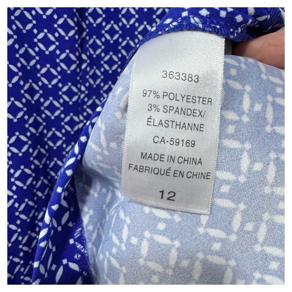 Mario Serrani Blue White Geometric Print Sleeveless Sheath Dress Sz 12 Women - Picture 3 of 3